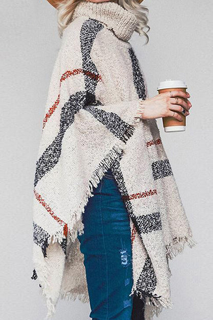Fashionable Fringe Open Front Poncho Coat - OutfitLondon