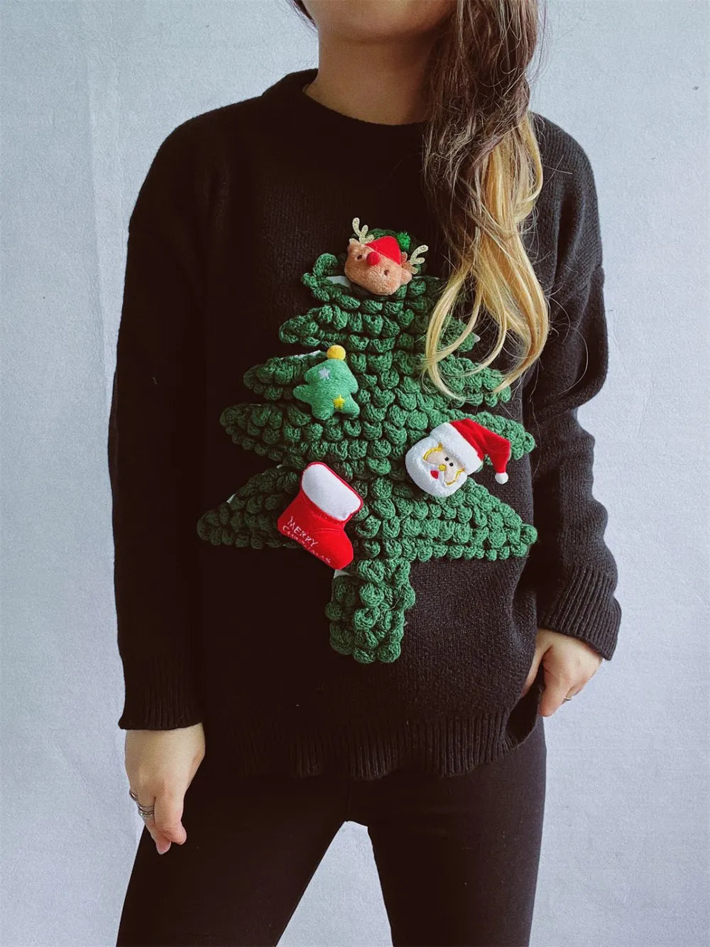 Cozy Christmas Crew Neck Knit Sweater