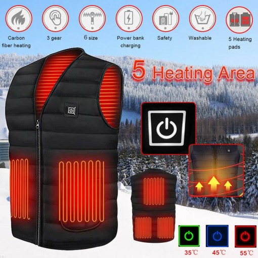 Heated Jacket Men Women Heating Coat Warm Winter Vest Electric USB Jacket Thermal