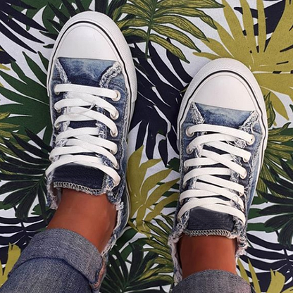 Women's Sneakers Floral Lace-up Canvas Shoes