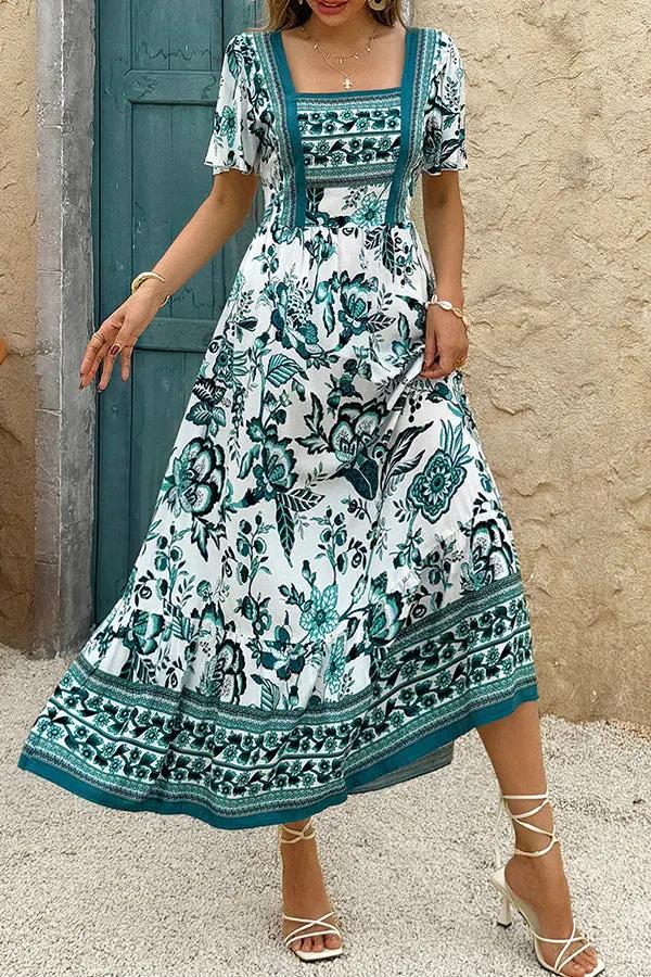 Vintage Floral Summer Short Dress