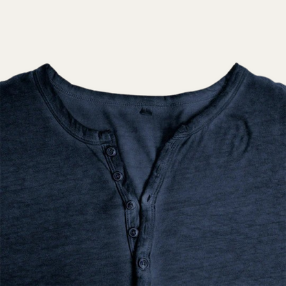 Classic Men's Long Sleeve Henley Shirt - Comfortable Cotton Tee