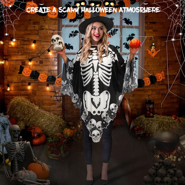 Creepy Ghost Lace Costume Cape - OutfitLondon