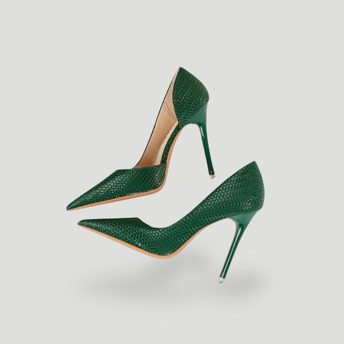 Women's Pointed Stiletto Heels with Textured Luxury Finish