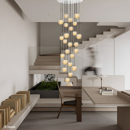 Luxury Round Crystal Stair Light Fixture