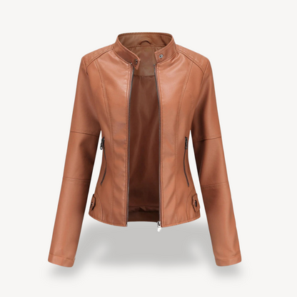 Ladies Synthetic Leather Motorcycle Jacket