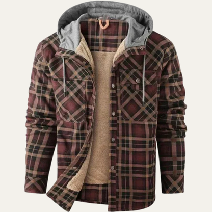 Warm Plaid Hoodie Flannel Jacket for Men