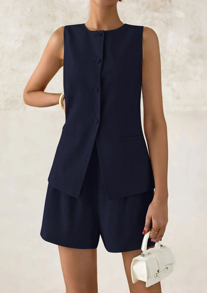 Relaxed Fit Office Two Piece Shorts Suits