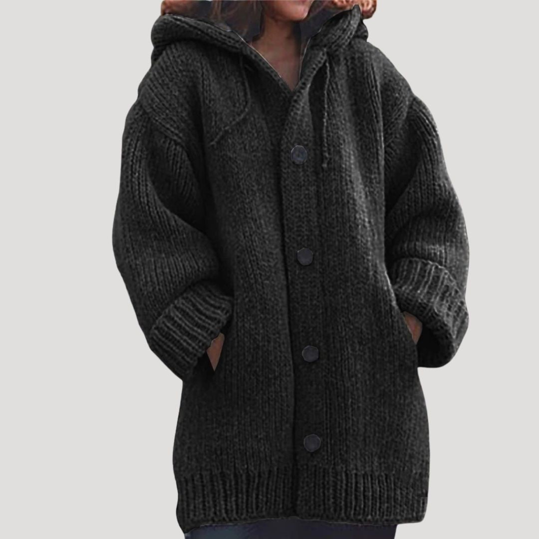 Cozy Plus Size Hooded Sweater Jacket