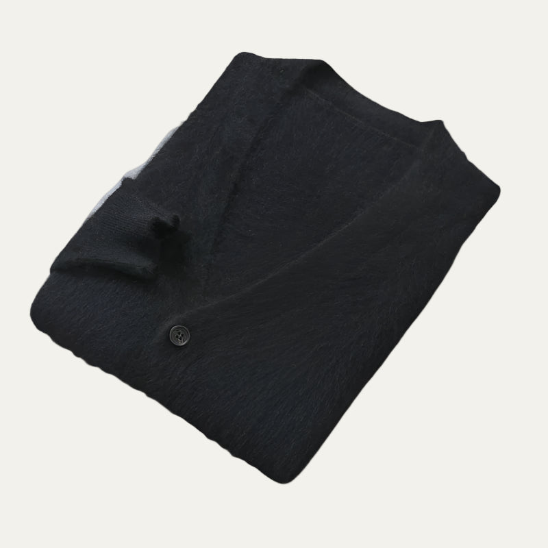 Soft Men's Button Front Crew Neck Sweater Cardigan