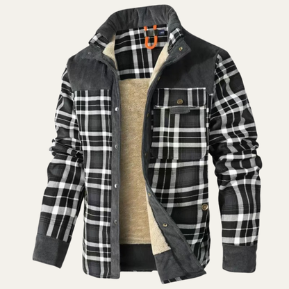 Warm Plaid Flannel Shirt Jacket for Men