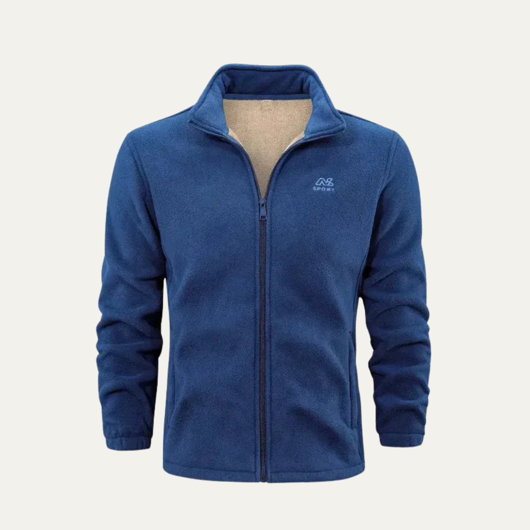 Men's Warm Fleece Zipper Jacket with High Collar