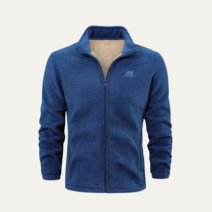 Men's Warm Fleece Zipper Jacket with High Collar