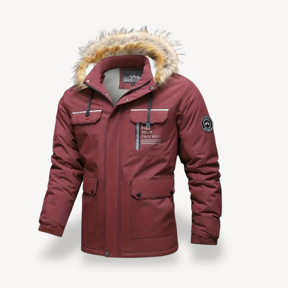 Warm Waterproof Puffer Coat with Removable Fur Hood