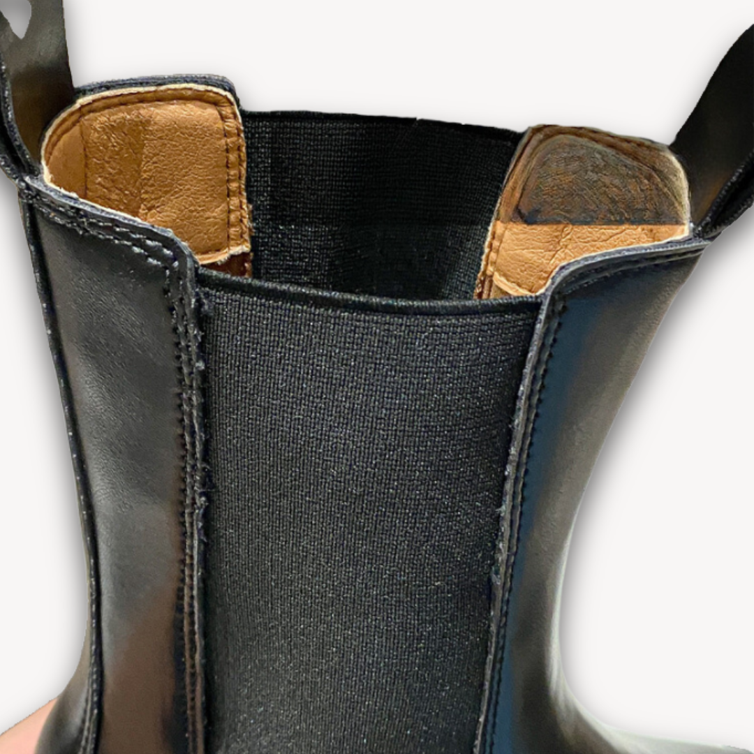 Classic Black Leather Ankle Boots - Comfortable Slip On Shoes