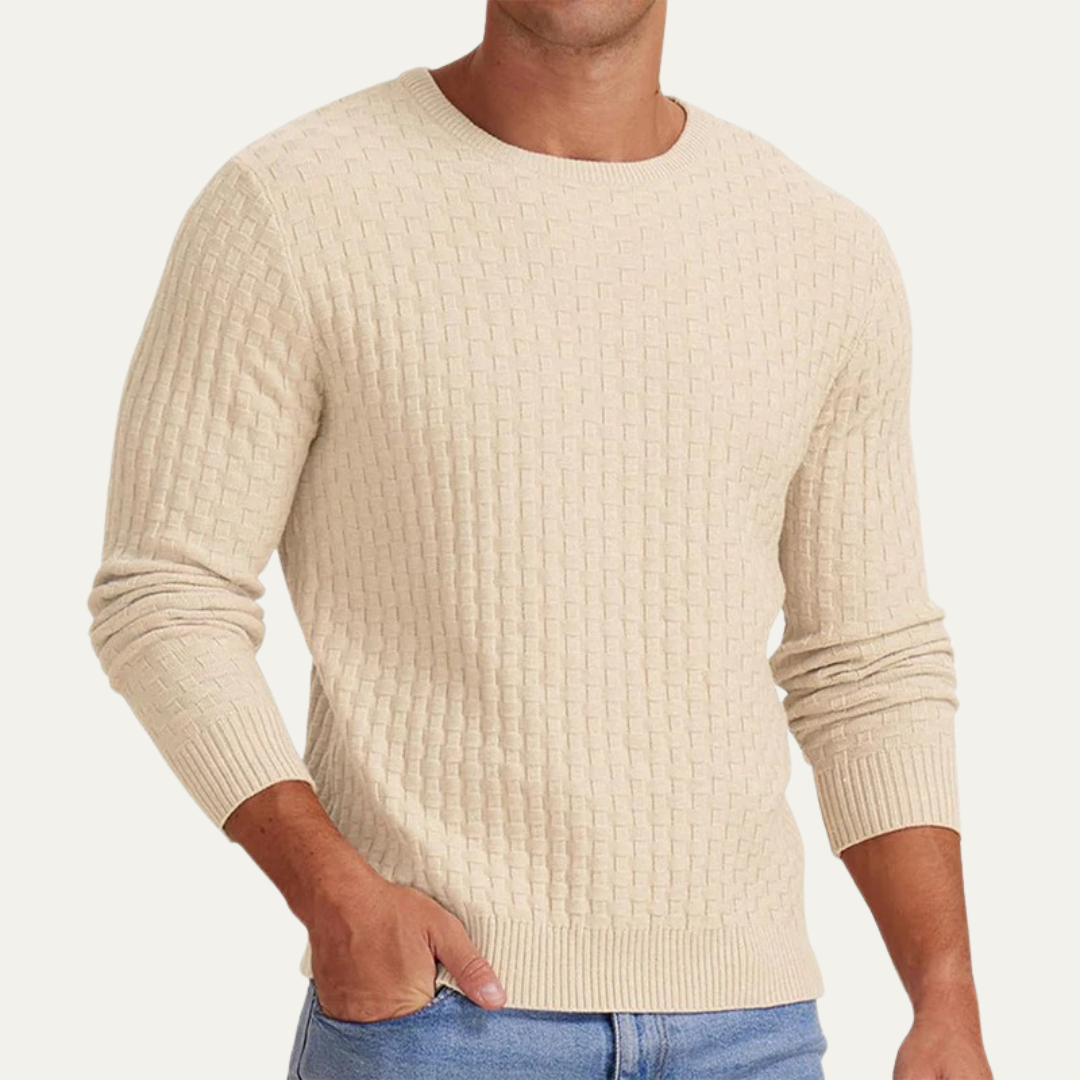 Men's Knit Pattern Crew Neck Sweater