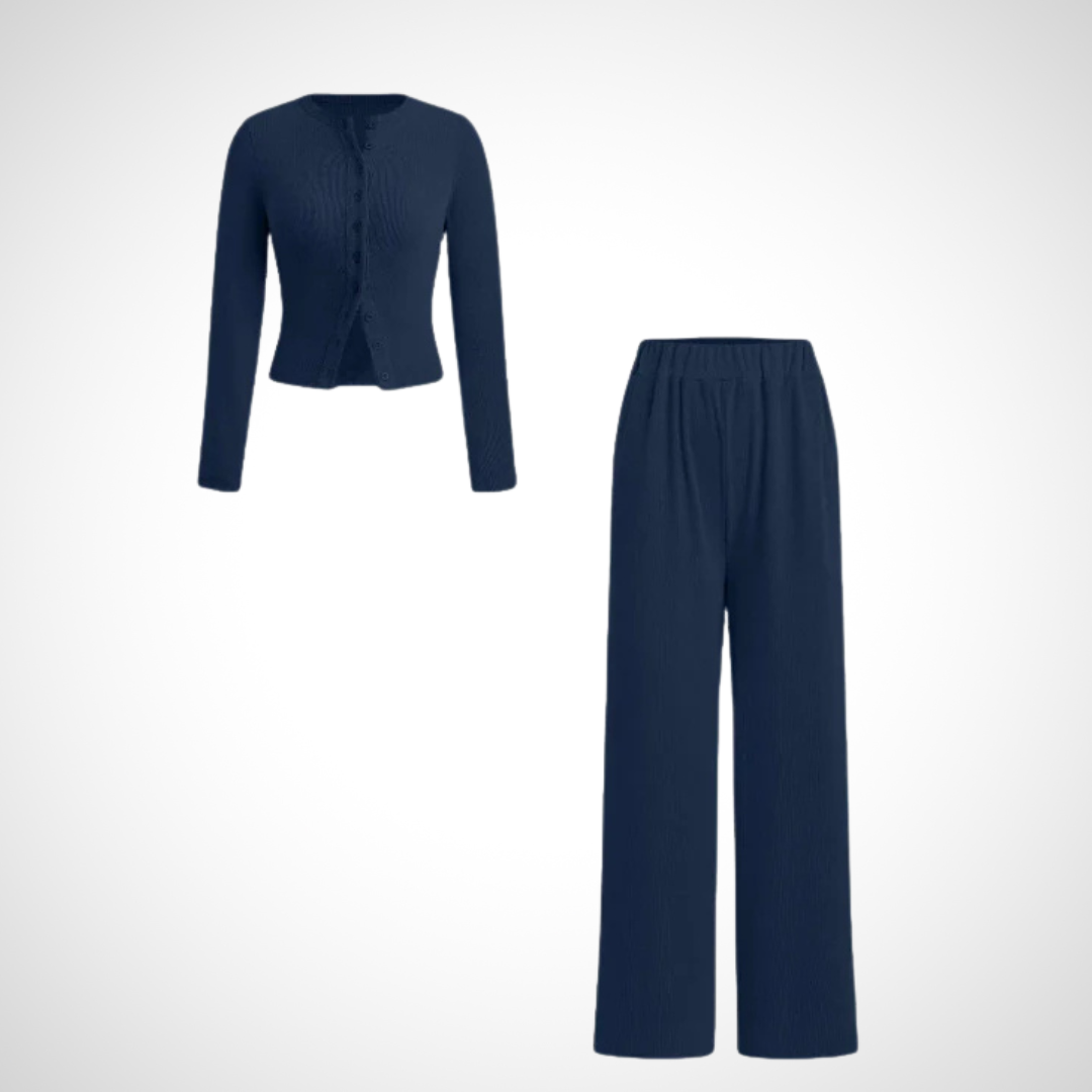 Cozy Button Front Lounge Wear Set for Women