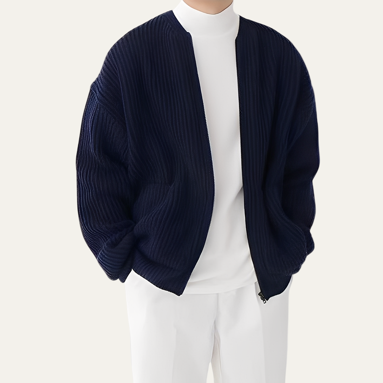 Men's Large Quilted Puffer Zipper Bomber Jacket