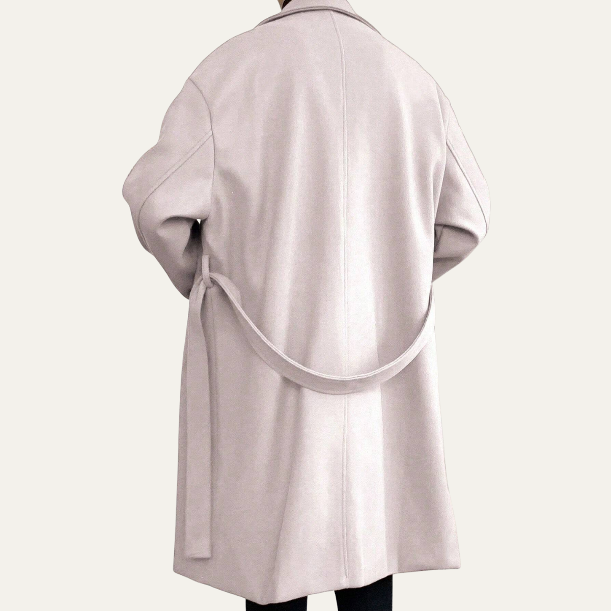 Classic Mens Wool Overcoat with Waist Belt