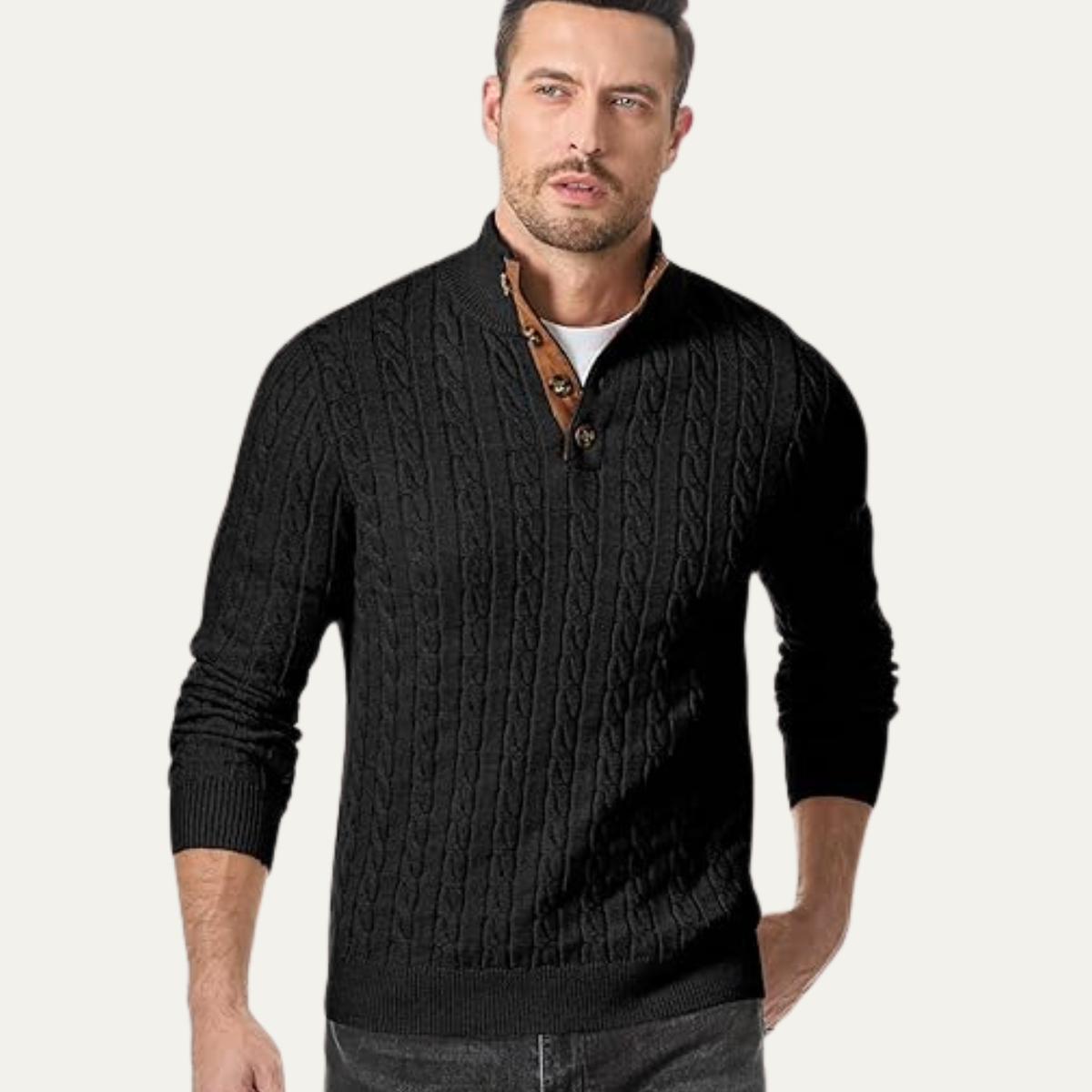Classic Men's Cable Crew Neck Sweater