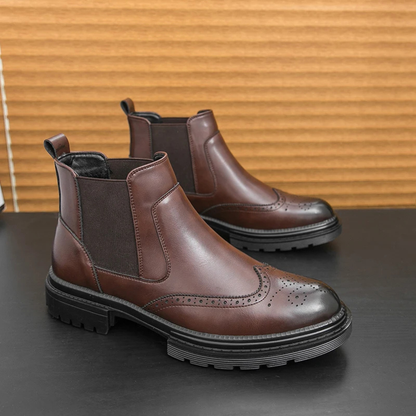 Classic Men's Leather Chelsea Boots with Grip Soles - OutfitLondon