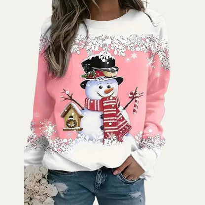 Fun Holiday Snowman Crew Neck Sweater