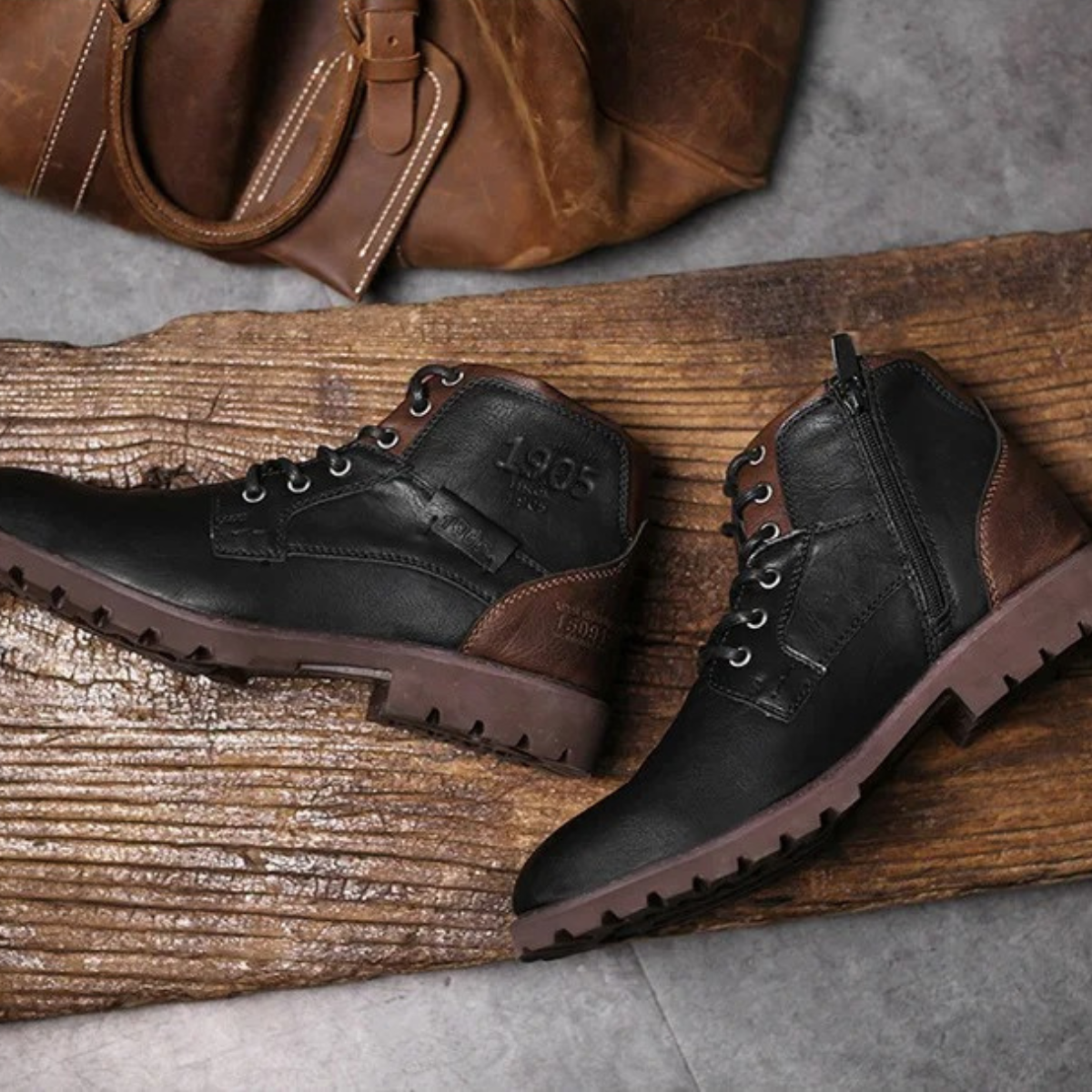 Brown Leather Ankle Boots for Men