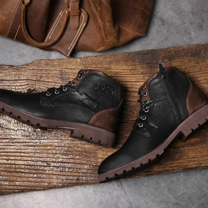 Brown Leather Ankle Boots for Men