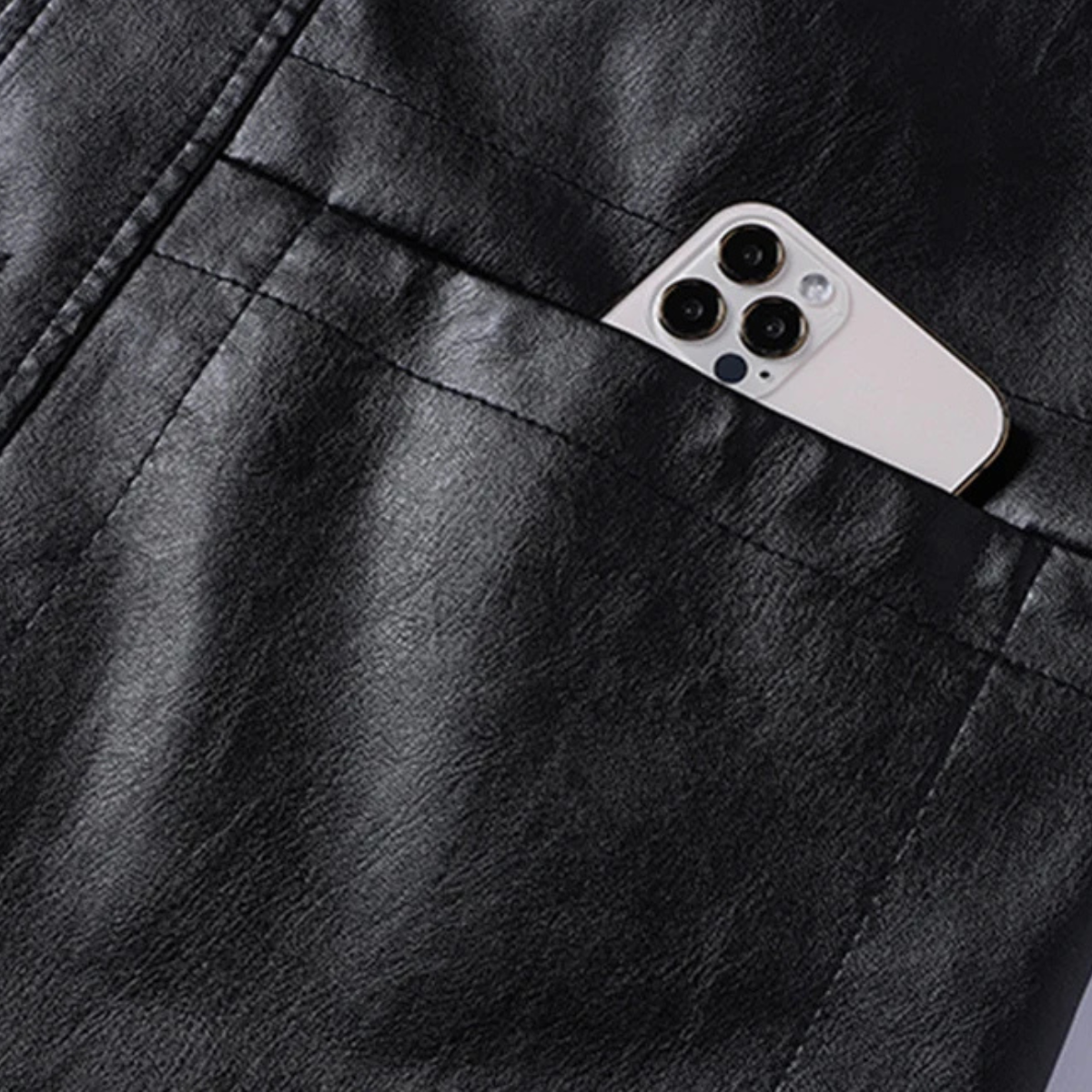 Classic Mens Leather Bomber Winter Coat