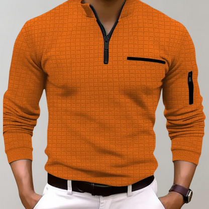 Men's Textured Zip Up Fleece Jacket