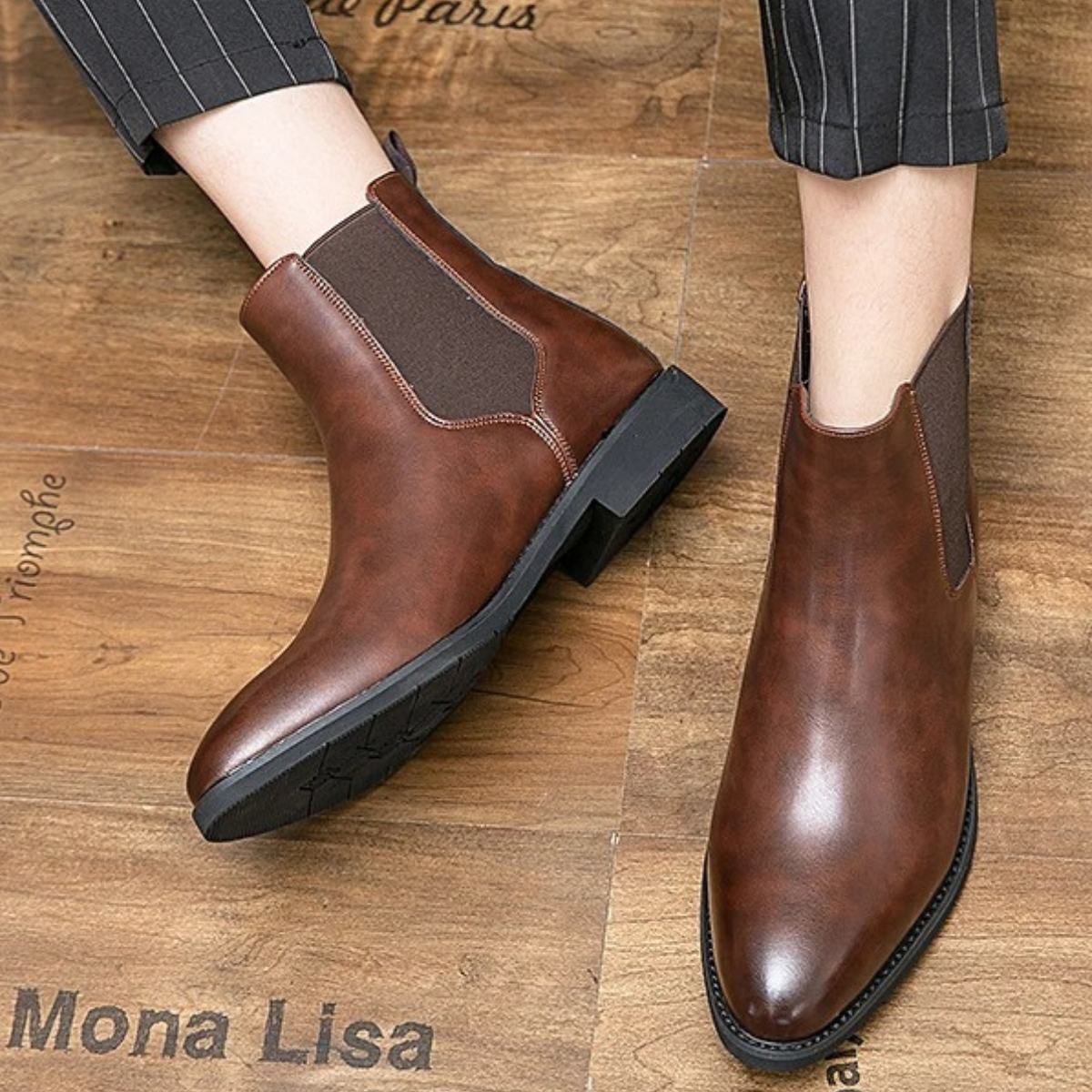 Brown Leather Mens Classic Ankle Boots