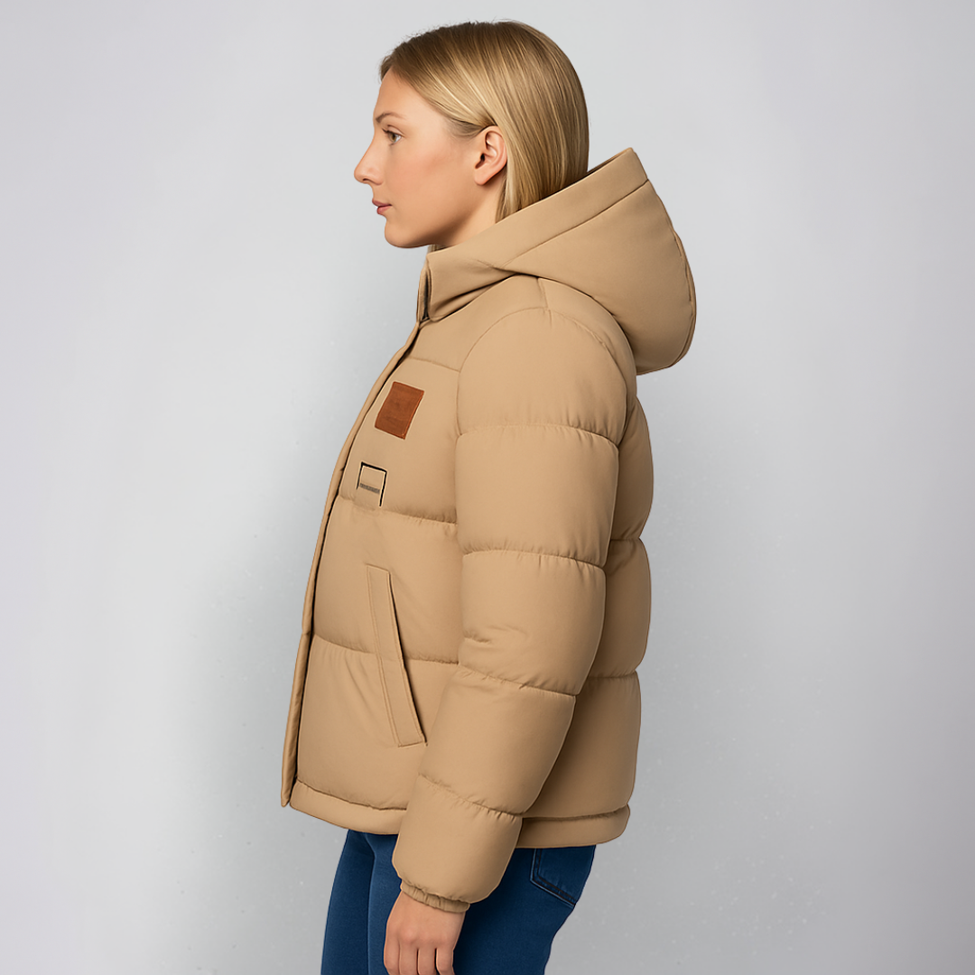 Warm Women's Parka Coat with Lace Details