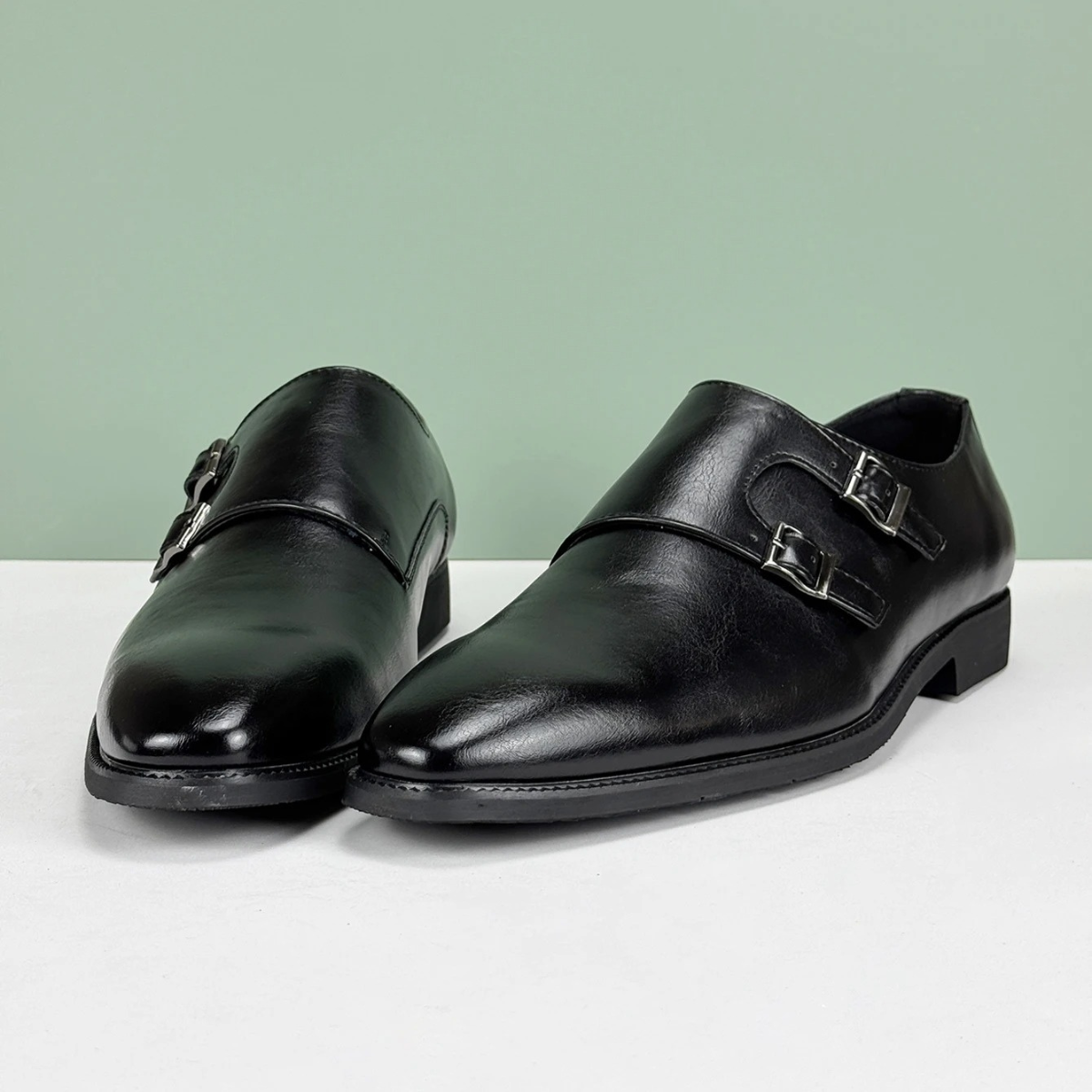 Classic Italian Leather Double Strap Dress Shoes