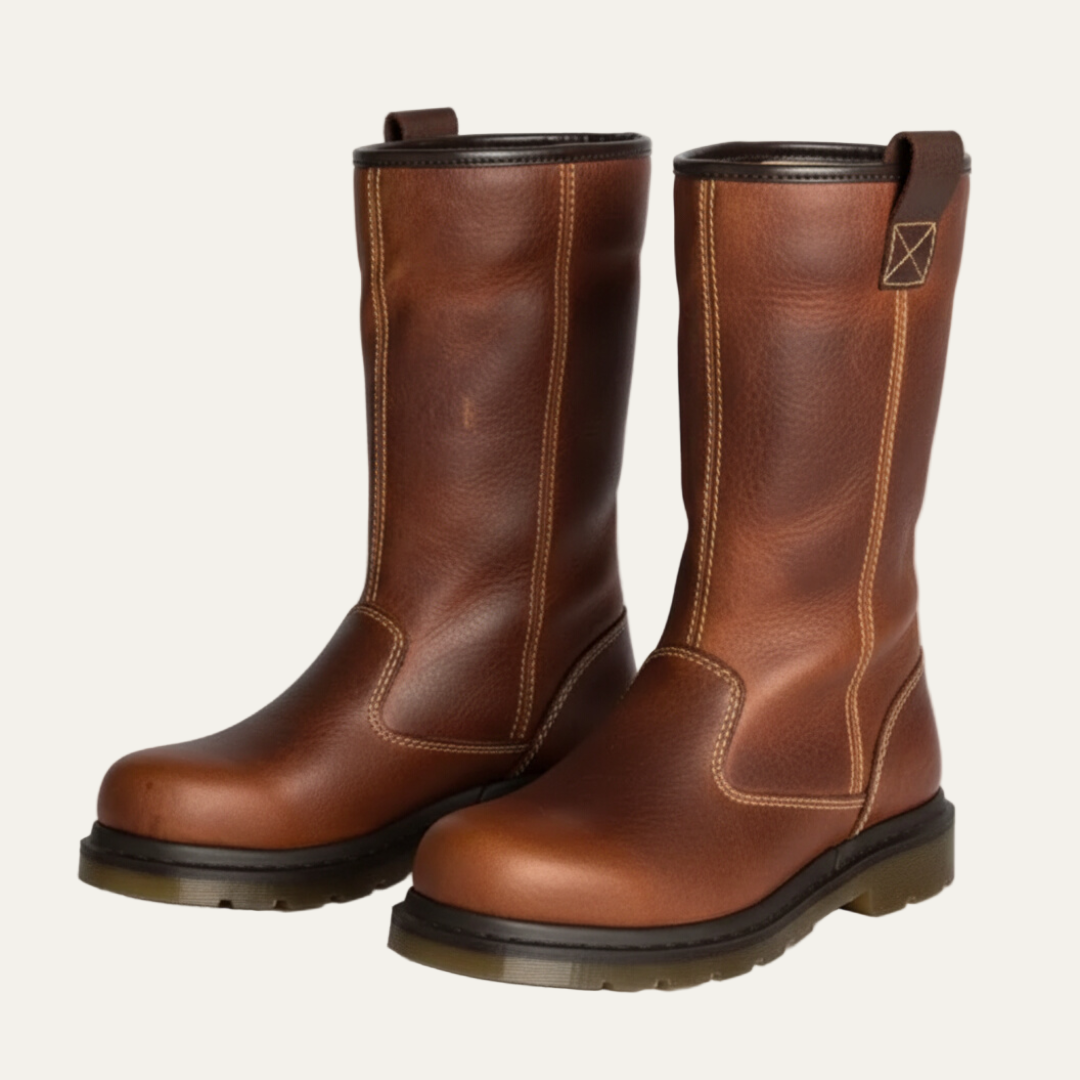 Men's Premium Leather Slip On Work Boots - OutfitLondon