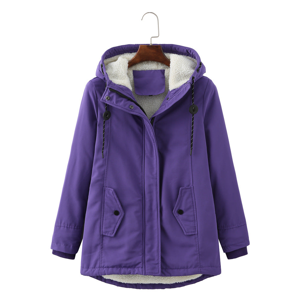 Cozy Ladies Waterproof Parka Coat with Fleece Hood