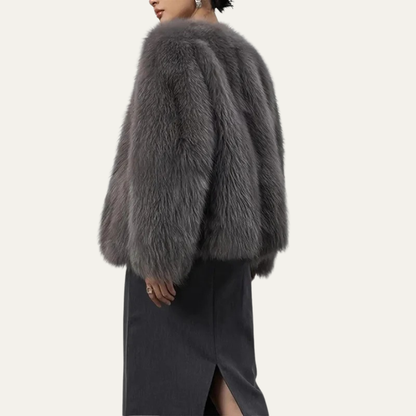 Short Faux Fur Waist Jacket