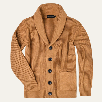 Thick Knit Crew Neck Mens Cardigan Sweater