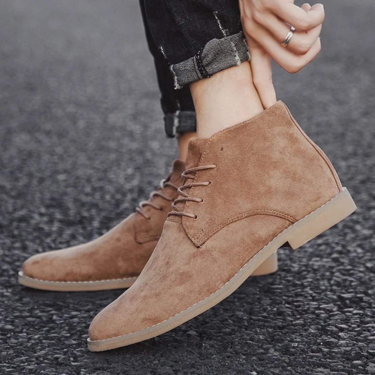 Comfortable Men's Brown Suede Ankle Boots