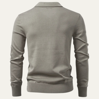 Slim Fit Men's Breathable Knit Polo Sweater