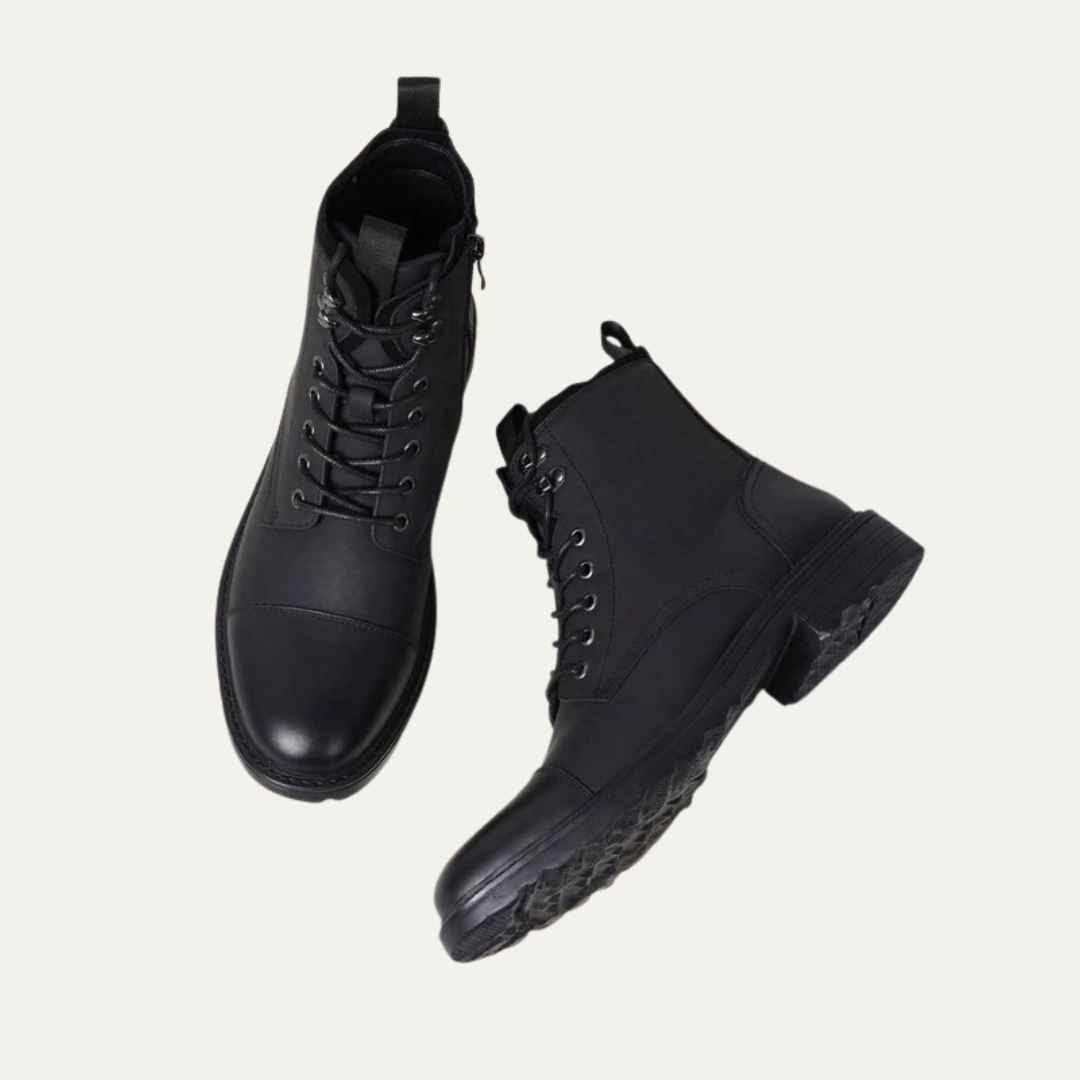 Tough Leather Lace Up Military Ankle Boots