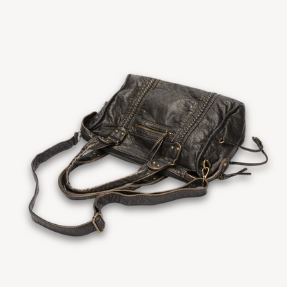 Classic Black Tote Handbag with Zip Pocket