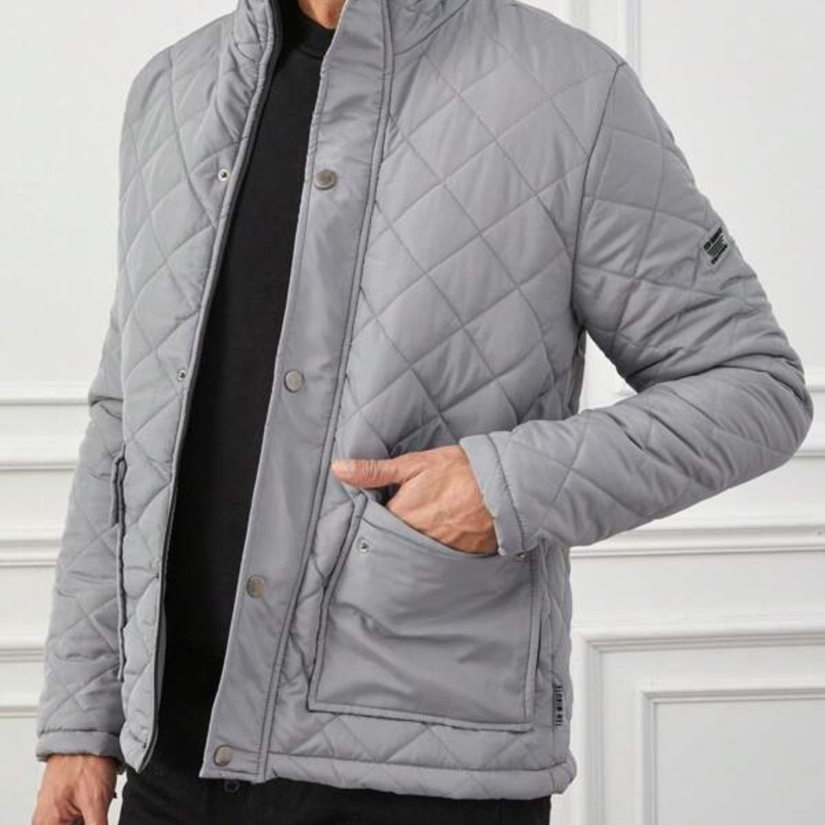 Classic Black Padded Mens Parka Jacket