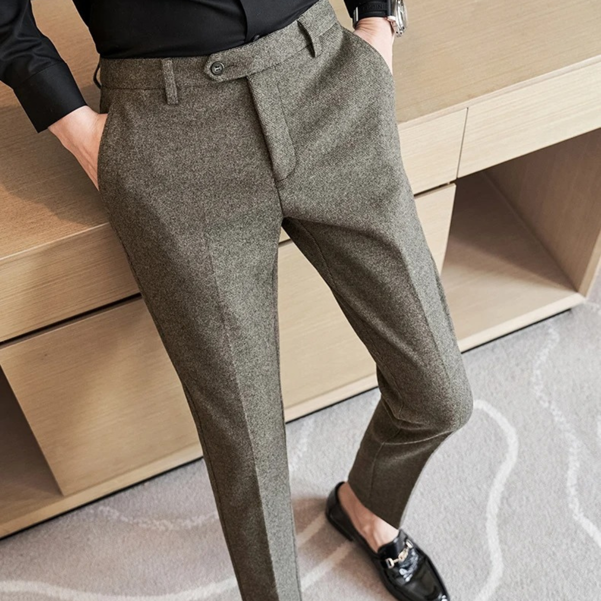 Stylish Men's Tailored Wool Formal Pants