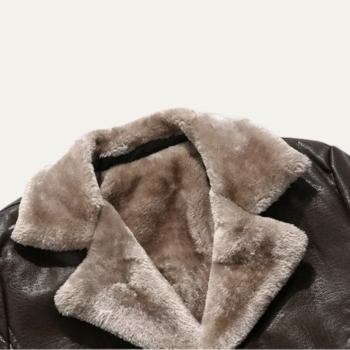 Men's Synthetic Leather Coat with Fleece Lining