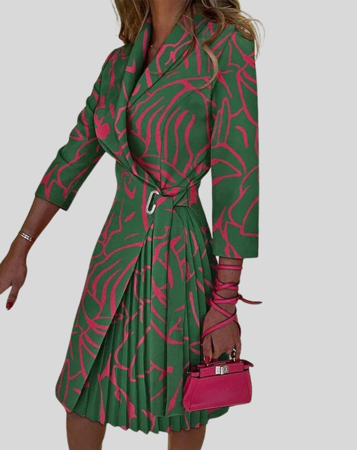 Stylish Waist Belted Ladies Dress