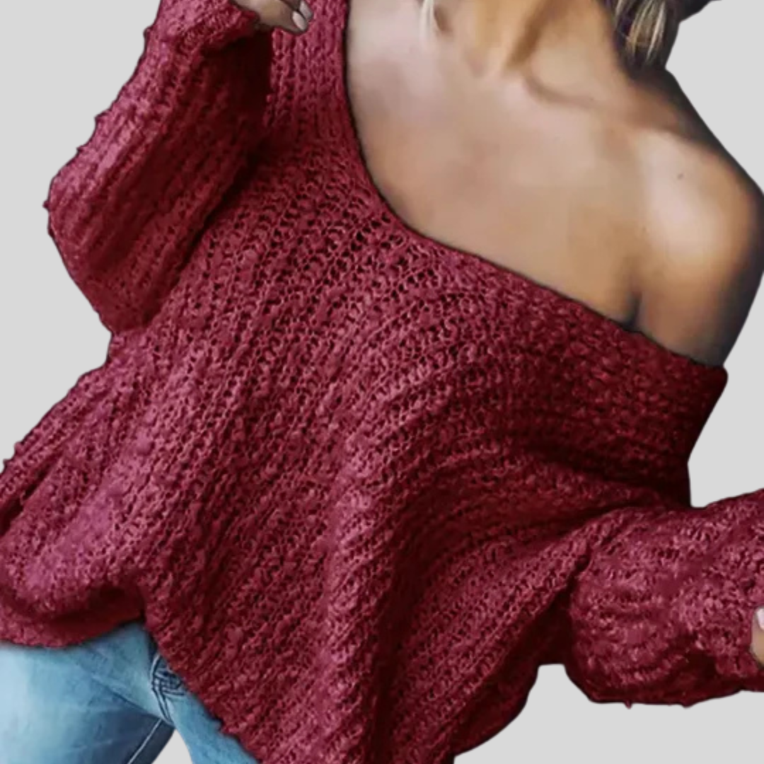 Soft Relaxed Fit Crew Neck Long Sweater
