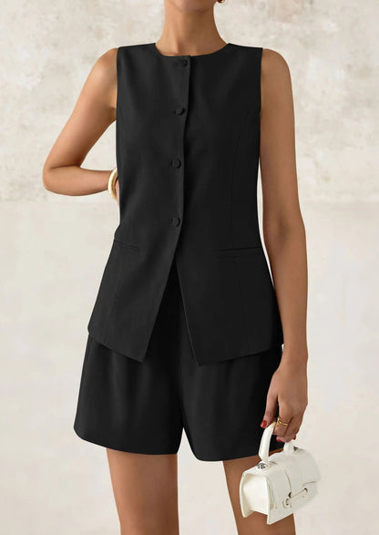 Relaxed Fit Office Two Piece Shorts Suits