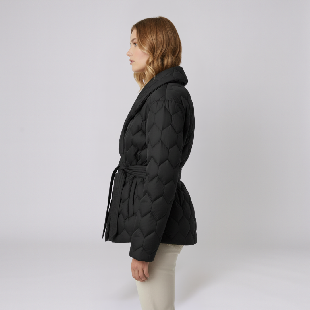 Warm Women's Down Parka Jacket with Belt