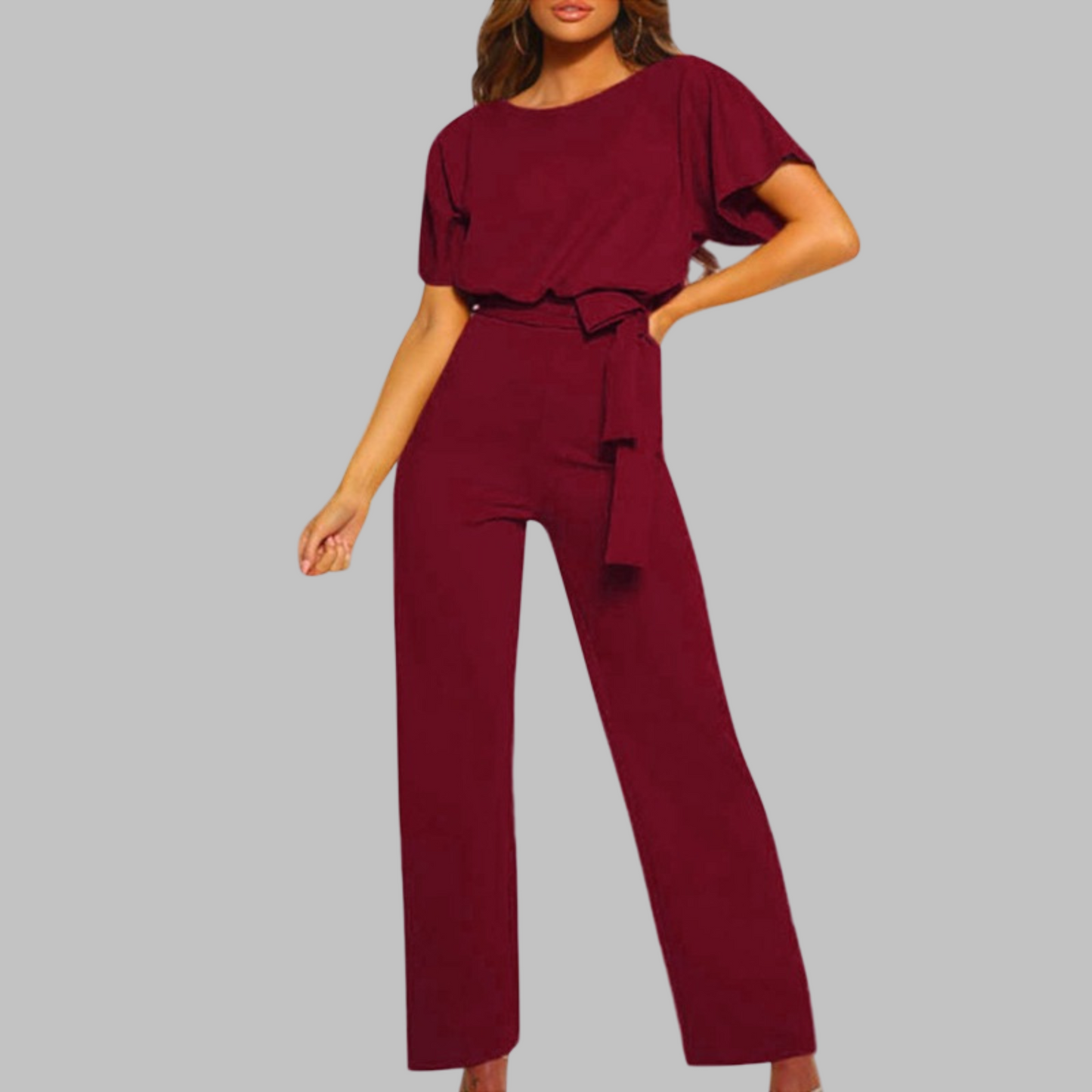 Relaxed Fit V Neck Batwing Jumpsuit
