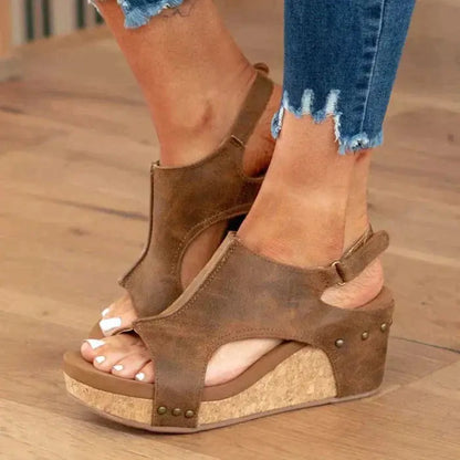 Chic High Heel Wedge Sandals
